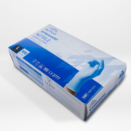 100er Packs | latexfreie Synguard Nitril Einweghandschuhe | Blau - versch. Größen | INTCO